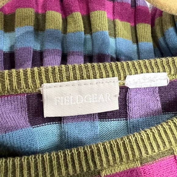 Y2K Field Gear Multicolored Geometric Ribbed Top Sz M Women’s - Picture 3 of 6